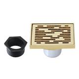 Watercourse 4-Inch Brass Square Grid Shower Drain with Hair Strainer