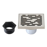 Watercourse 4-Inch Brass Square Grid Shower Drain with Hair Strainer