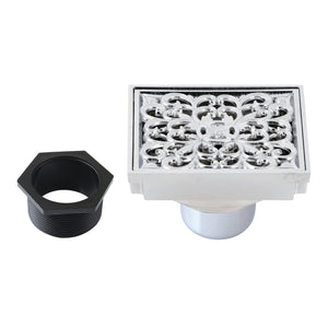 Watercourse 4-Inch Square Grid Shower Drain with Hair Catcher