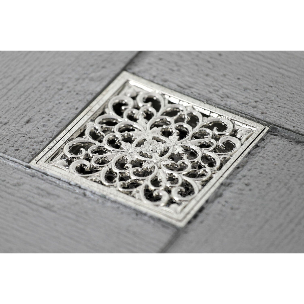 Watercourse 4-Inch Square Grid Shower Drain with Hair Catcher