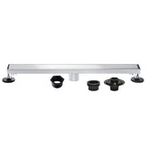 Watercourse 28-Inch Stainless Steel Linear Shower Drain with Reversible Tile Insert and Flat Grate, Drain with Base Flange and Hair Strainer