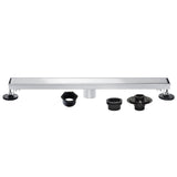 Watercourse 32-Inch Stainless Steel Linear Shower Drain with Reversible Tile Insert and Flat Grate, Drain with Base Flange and Hair Strainer