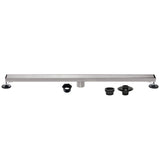 Watercourse 60-Inch Stainless Steel Linear Shower Drain with Reversible Tile Insert and Flat Grate, Drain with Base Flange and Hair Strainer