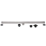 Watercourse 72-Inch Stainless Steel Linear Shower Drain with Reversible Tile Insert and Flat Grate, Drain with Base Flange and Hair Strainer