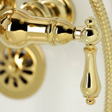 Heritage Three-Handle 2-Hole Tub Wall Mount Clawfoot Tub Faucet with Hand Shower