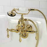 Heritage Three-Handle 2-Hole Tub Wall Mount Clawfoot Tub Faucet with Hand Shower