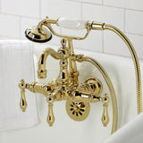Heritage Three-Handle 2-Hole Tub Wall Mount Clawfoot Tub Faucet with Hand Shower