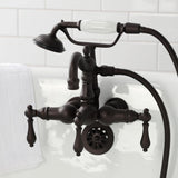 Heritage Three-Handle 2-Hole Tub Wall Mount Clawfoot Tub Faucet with Hand Shower