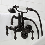 Heritage Three-Handle 2-Hole Tub Wall Mount Clawfoot Tub Faucet with Hand Shower