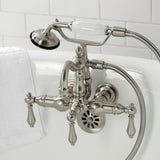 Heritage Three-Handle 2-Hole Tub Wall Mount Clawfoot Tub Faucet with Hand Shower