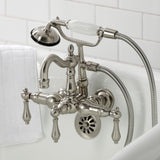 Heritage Three-Handle 2-Hole Tub Wall Mount Clawfoot Tub Faucet with Hand Shower
