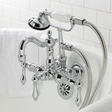 Heritage Three-Handle 2-Hole Tub Wall Mount Clawfoot Tub Faucet with Hand Shower