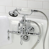 Heritage Three-Handle 2-Hole Tub Wall Mount Clawfoot Tub Faucet with Hand Shower