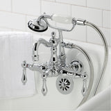 Heritage Three-Handle 2-Hole Tub Wall Mount Clawfoot Tub Faucet with Hand Shower