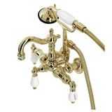 Heritage Three-Handle 2-Hole Tub Wall Mount Clawfoot Tub Faucet with Hand Shower