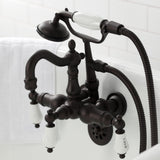 Heritage Three-Handle 2-Hole Tub Wall Mount Clawfoot Tub Faucet with Hand Shower