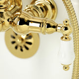 Heritage Three-Handle 2-Hole Tub Wall Mount Clawfoot Tub Faucet with Hand Shower