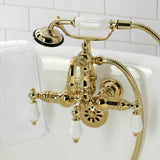 Heritage Three-Handle 2-Hole Tub Wall Mount Clawfoot Tub Faucet with Hand Shower