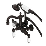 Heritage Three-Handle 2-Hole Tub Wall Mount Clawfoot Tub Faucet with Hand Shower