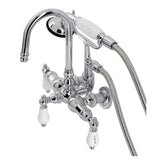 Vintage Three-Handle 2-Hole Tub Wall Mount Clawfoot Tub Faucet with Hand Shower