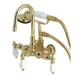 Vintage Three-Handle 2-Hole Tub Wall Mount Clawfoot Tub Faucet with Hand Shower