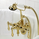 Vintage Three-Handle 2-Hole Tub Wall Mount Clawfoot Tub Faucet with Hand Shower