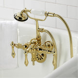 Vintage Three-Handle 2-Hole Tub Wall Mount Clawfoot Tub Faucet with Hand Shower