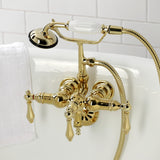 Vintage Three-Handle 2-Hole Tub Wall Mount Clawfoot Tub Faucet with Hand Shower