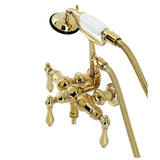 Vintage Three-Handle 2-Hole Tub Wall Mount Clawfoot Tub Faucet with Hand Shower