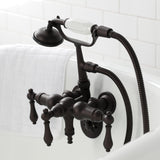 Vintage Three-Handle 2-Hole Tub Wall Mount Clawfoot Tub Faucet with Hand Shower