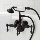Vintage Three-Handle 2-Hole Tub Wall Mount Clawfoot Tub Faucet with Hand Shower