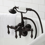 Vintage Three-Handle 2-Hole Tub Wall Mount Clawfoot Tub Faucet with Hand Shower