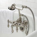 Vintage Three-Handle 2-Hole Tub Wall Mount Clawfoot Tub Faucet with Hand Shower