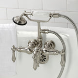 Vintage Three-Handle 2-Hole Tub Wall Mount Clawfoot Tub Faucet with Hand Shower