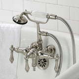 Vintage Three-Handle 2-Hole Tub Wall Mount Clawfoot Tub Faucet with Hand Shower