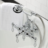 Vintage Three-Handle 2-Hole Tub Wall Mount Clawfoot Tub Faucet with Hand Shower