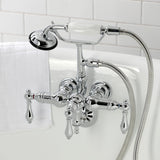 Vintage Three-Handle 2-Hole Tub Wall Mount Clawfoot Tub Faucet with Hand Shower