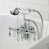 Vintage Three-Handle 2-Hole Tub Wall Mount Clawfoot Tub Faucet with Hand Shower