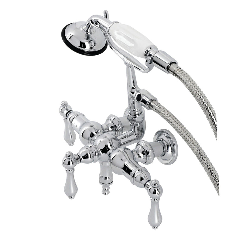Vintage Three-Handle 2-Hole Tub Wall Mount Clawfoot Tub Faucet with Hand Shower