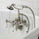 Vintage Three-Handle 2-Hole Tub Wall Mount Clawfoot Tub Faucet with Hand Shower