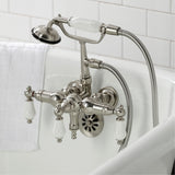 Vintage Three-Handle 2-Hole Tub Wall Mount Clawfoot Tub Faucet with Hand Shower