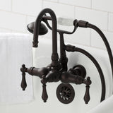 Vintage Three-Handle 2-Hole Tub Wall Mount Clawfoot Tub Faucet with Hand Shower