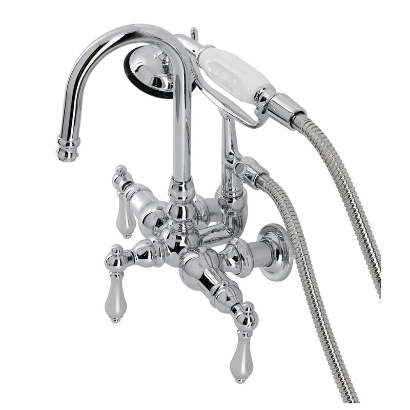 Vintage Three-Handle 2-Hole Tub Wall Mount Clawfoot Tub Faucet with Hand Shower