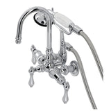 Vintage Three-Handle 2-Hole Tub Wall Mount Clawfoot Tub Faucet with Hand Shower