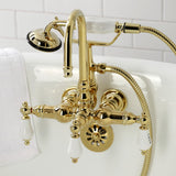 Vintage Three-Handle 2-Hole Tub Wall Mount Clawfoot Tub Faucet with Hand Shower