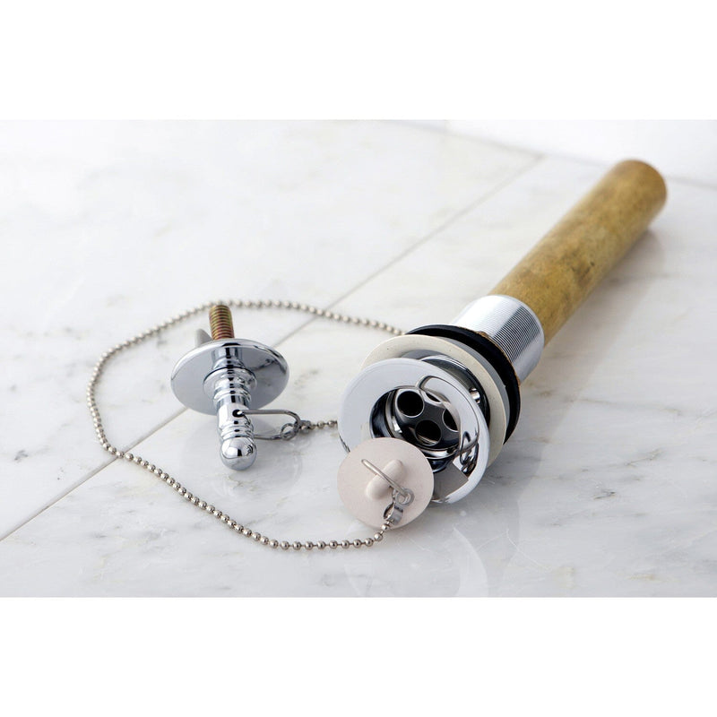 Vintage Brass Chain and Plug Bathroom Sink Drain with Overflow, 20 Gauge