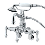 Vintage Three-Handle 2-Hole Tub Wall Mount Clawfoot Tub Faucet with Hand Shower