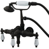 Vintage Three-Handle 2-Hole Tub Wall Mount Clawfoot Tub Faucet with Hand Shower