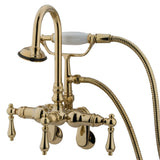 Vintage Three-Handle 2-Hole Tub Wall Mount Clawfoot Tub Faucet with Hand Shower