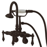 Vintage Three-Handle 2-Hole Tub Wall Mount Clawfoot Tub Faucet with Hand Shower